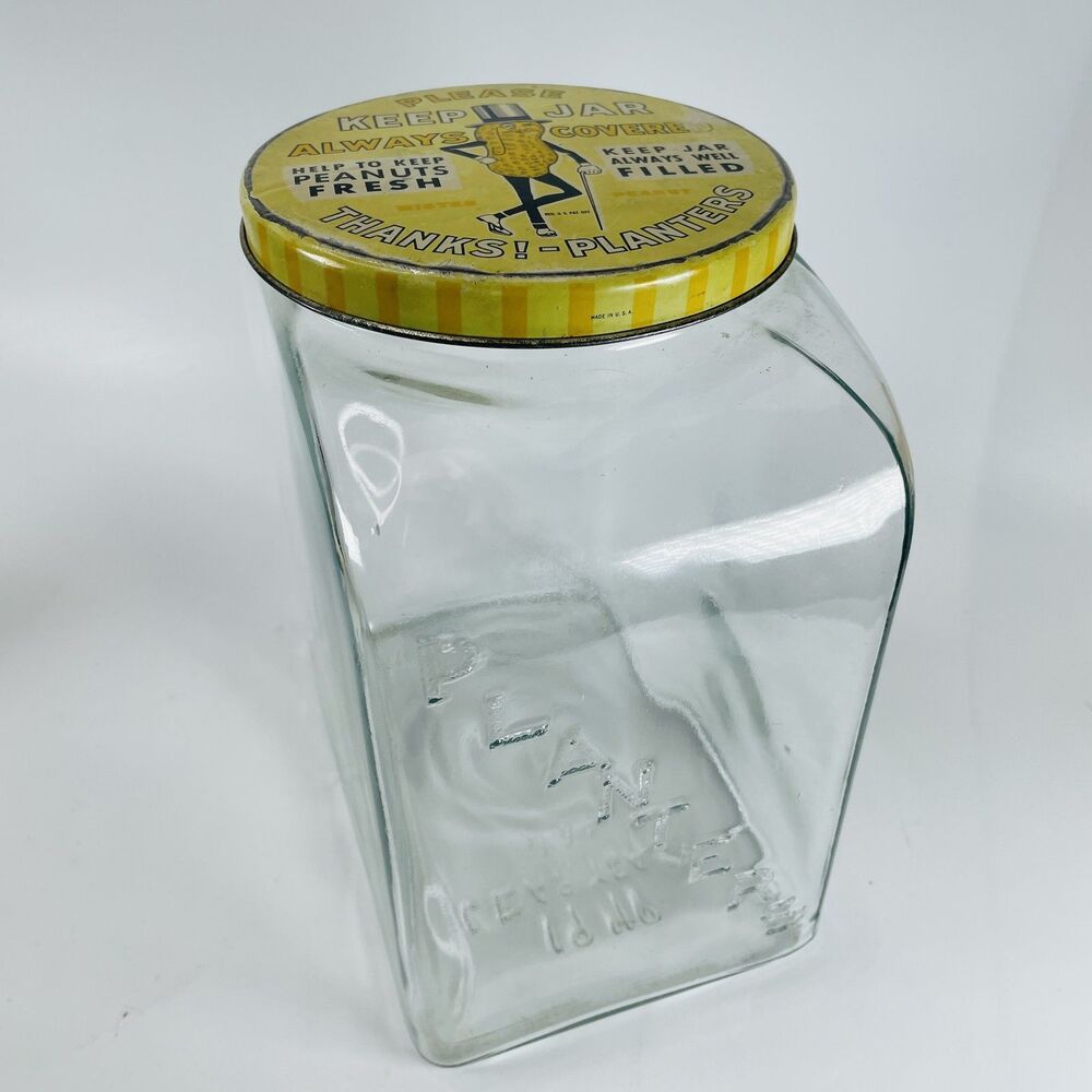 Vintage 1940 Planters Peanuts General Store Display Jar with Mister Peanut Lid